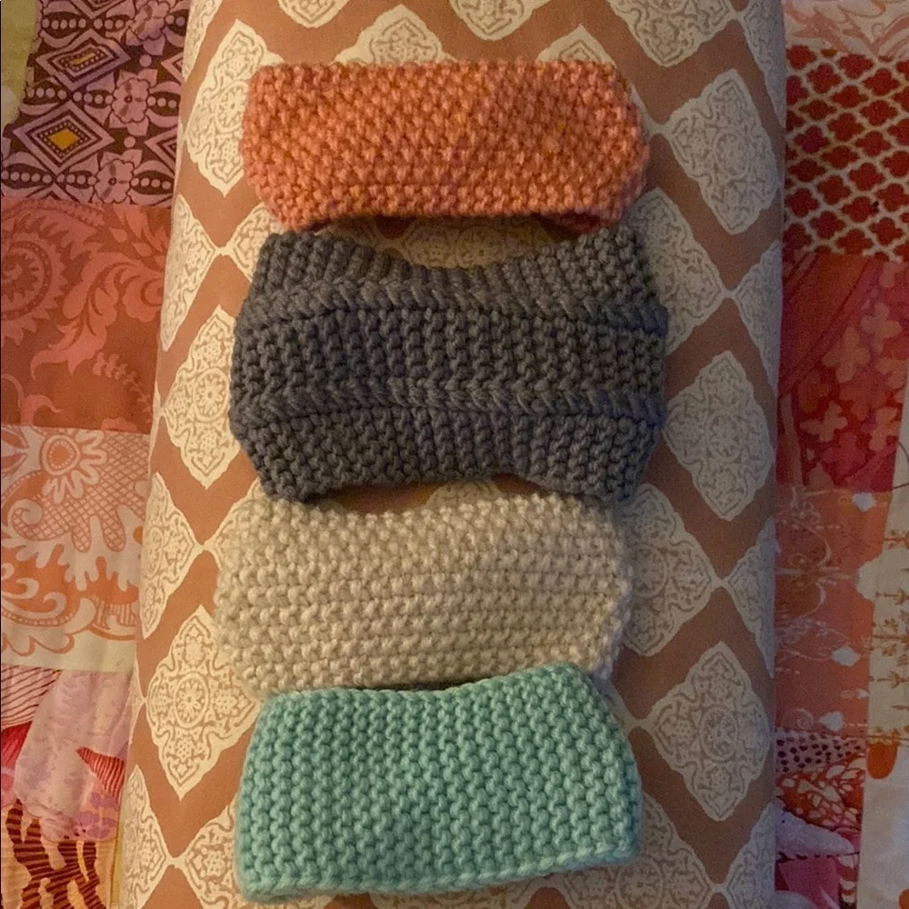Handknit Blue,cream,pink,purple  Accessories Bow Headbands 3-12 months